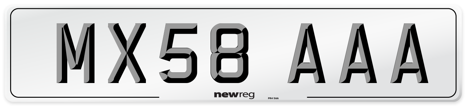 MX58 AAA Number Plate from New Reg